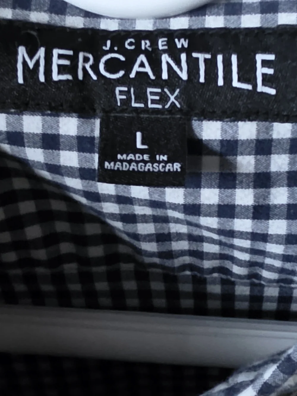 J. Crew Mercantile Flex Performance Navy/ White Gingham Plaid Button-Down Shirt
